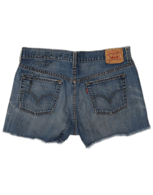 Levi's Mujer 501 Shorts De Mezclilla Gráfico W30 Algodón Floral Azul Medio