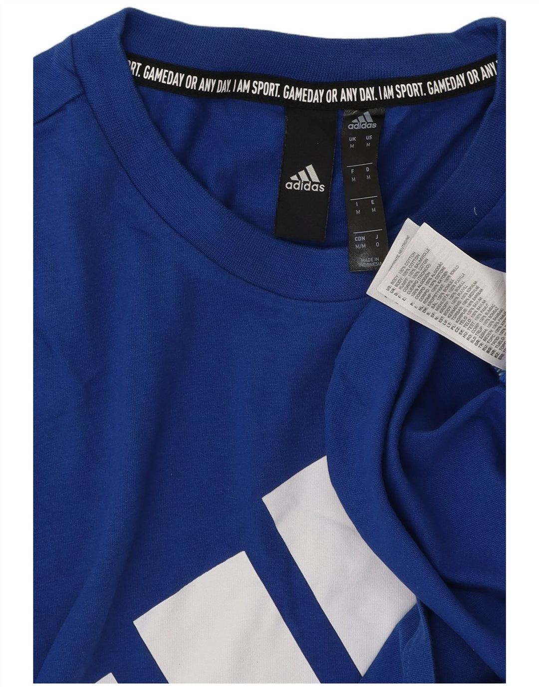Adidas Hombre Camiseta Gráfica Top Algodón Azul Medio