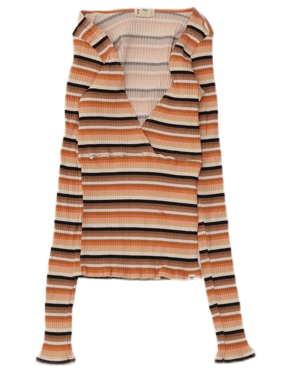 Billabong Top corto para mujer de manga larga UK 4 XS Algodón a rayas multicolor