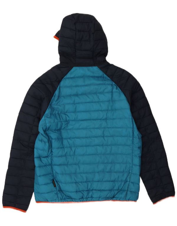 Jack Wolfskin Chaqueta acolchada con capucha para hombre UK 36/38 Medium Blue Colourblock