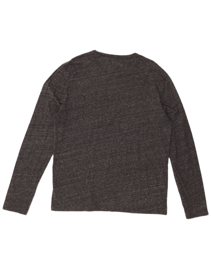 JACK WILLS Top para hombre de manga larga de algodón moteado gris grande