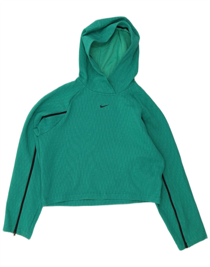 NIKE Mujer Crop Oversize Sudadera con capucha Jumper UK 10 Small Verde Poliéster