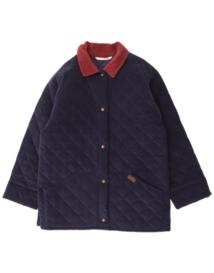 Puffa Chaqueta acolchada para mujer Reino Unido 16 Grande Algodón azul marino