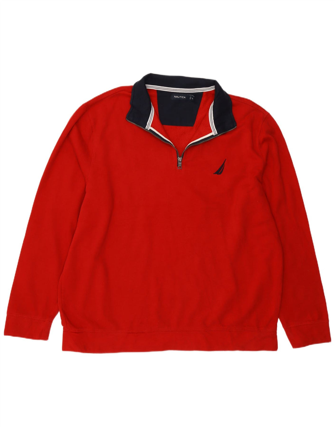 Nautica Sudadera con cuello y cremallera para hombre, talla 2XL, color rojo