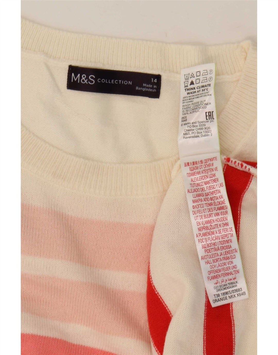 Marks & Spencer Suéter con Cuello Barco para Mujer UK 44 Grande Multicolor