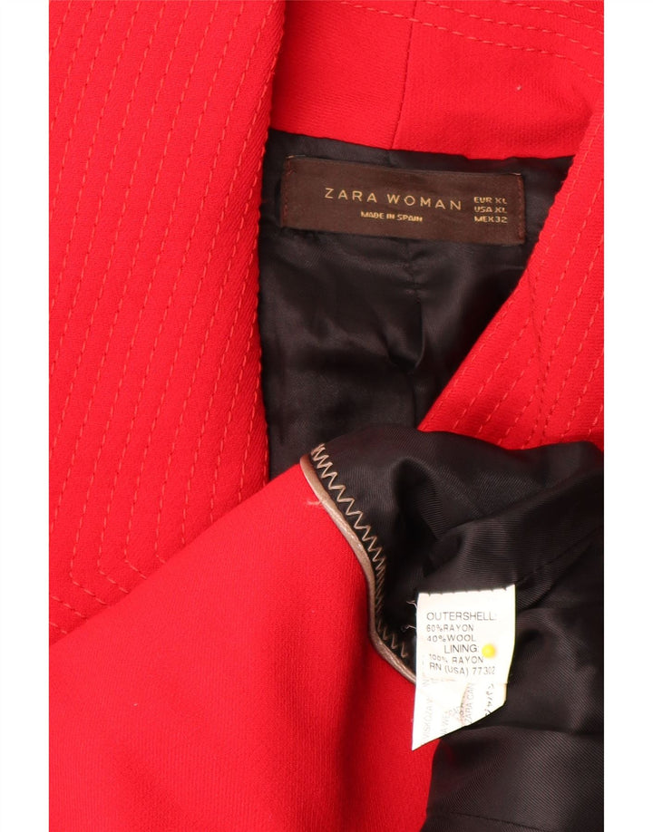 Zara Mujer Abrigo Corto ES 40 XL Rayón Rojo