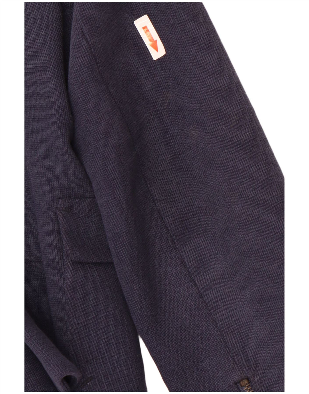 Zara Mujer Crop 1 Botón Blazer Chaqueta UK 44 Grande Azul Marino Algodón