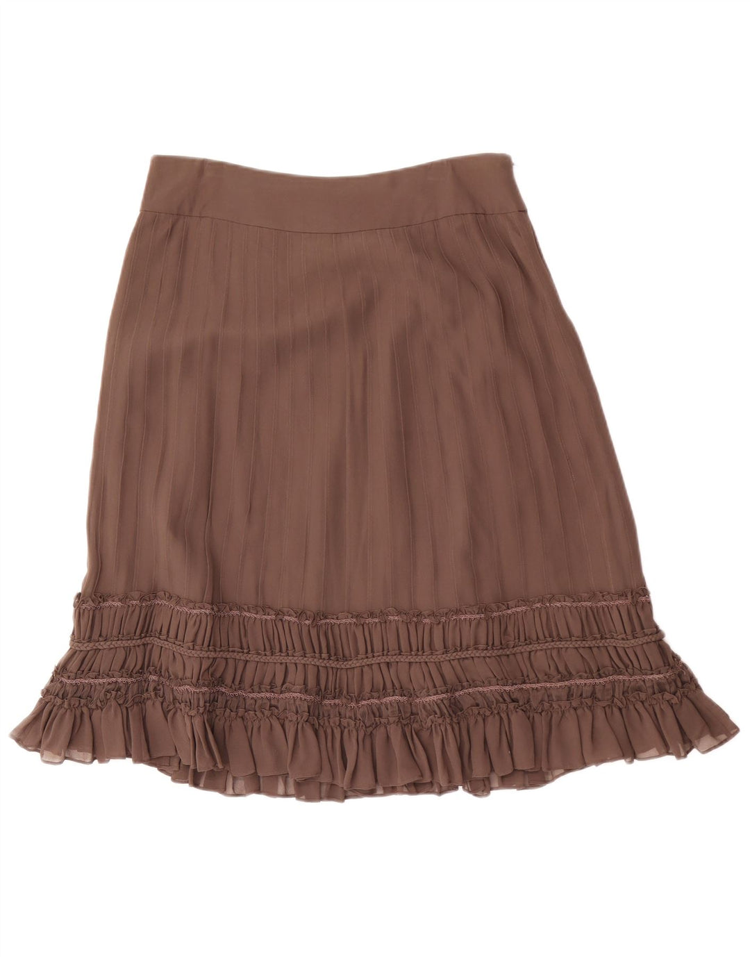 Fenn Wright Manson Falda con volantes para mujer UK 12 Medium W32 Seda marrón