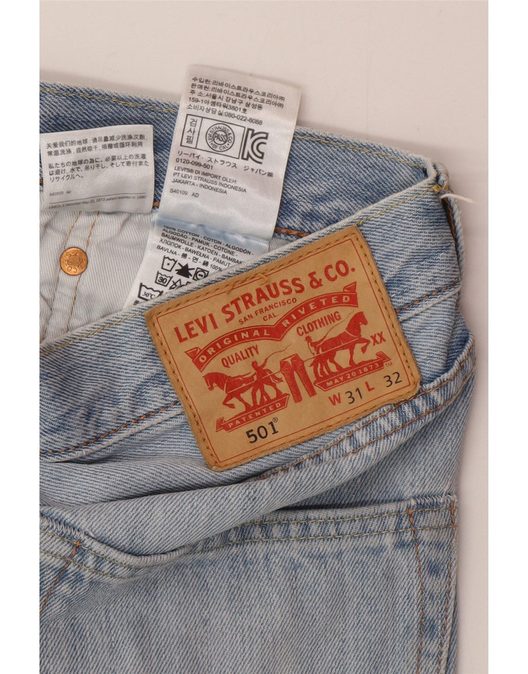 Levi's Mens 501 Shorts De Mezclilla W31 Algodón Azul Medio
