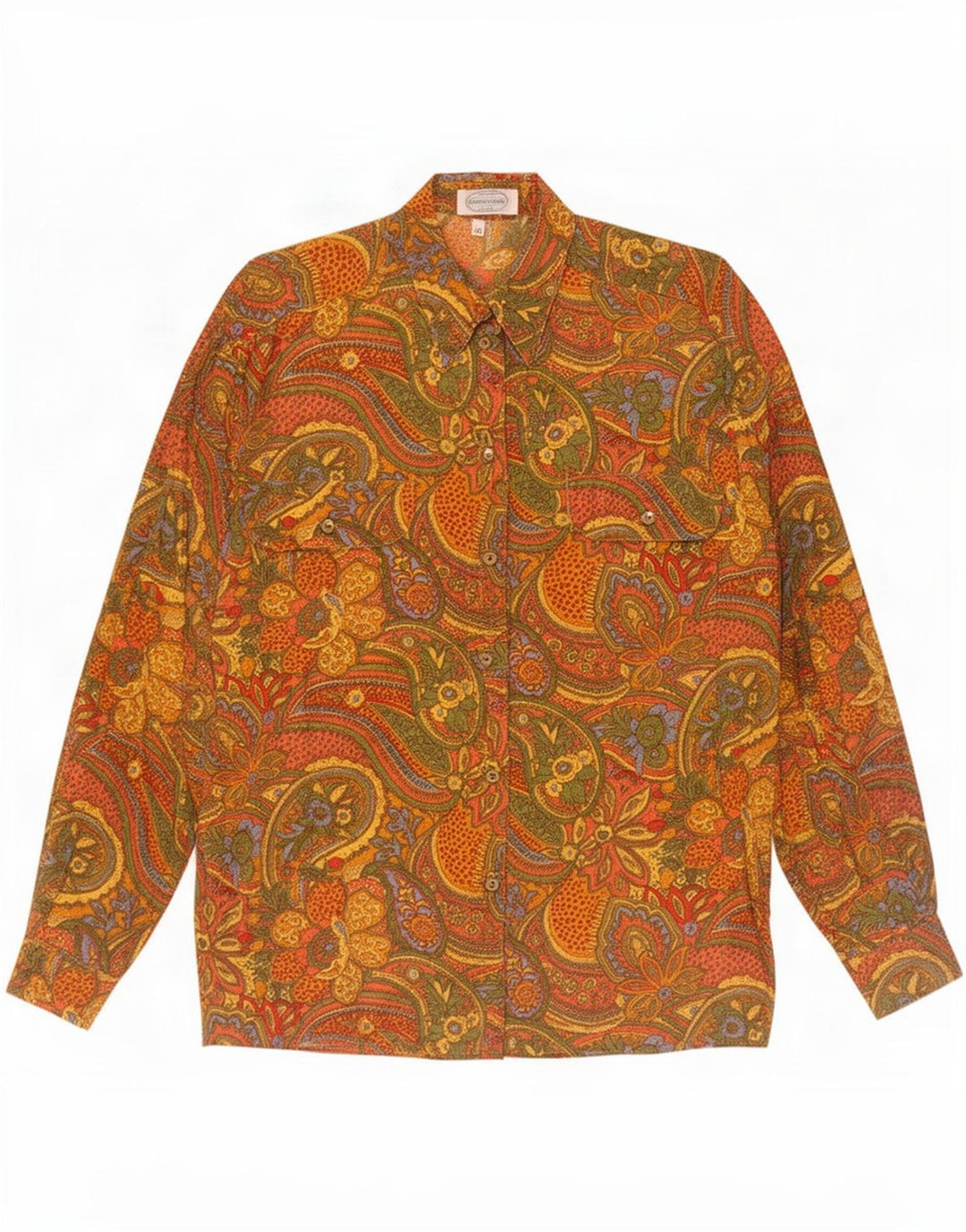 Vintage mujer camisa de gran tamaño EU 40 medio multicolor Paisley