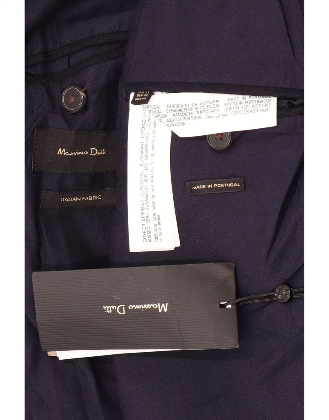Massimo Dutti Chaqueta Blazer De 2 Botones Hombre EU 54 XL Lana Azul Marino