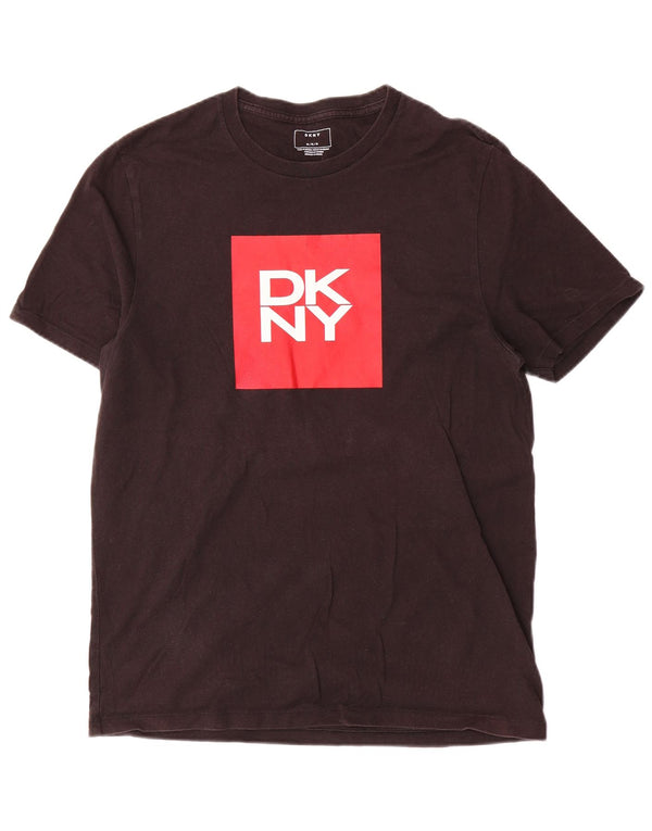 Dkny Hombre Camiseta Gráfica Top Medio Algodón Negro