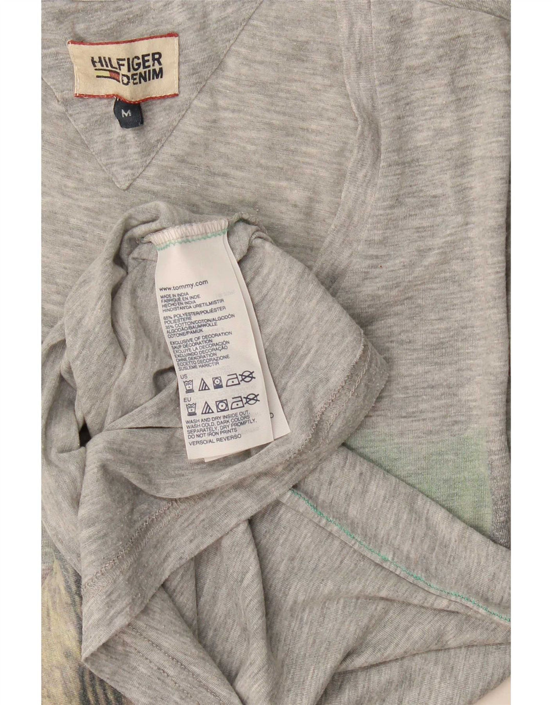 Tommy Hilfiger Camiseta gráfica para hombre Top Poliéster moteado gris medio