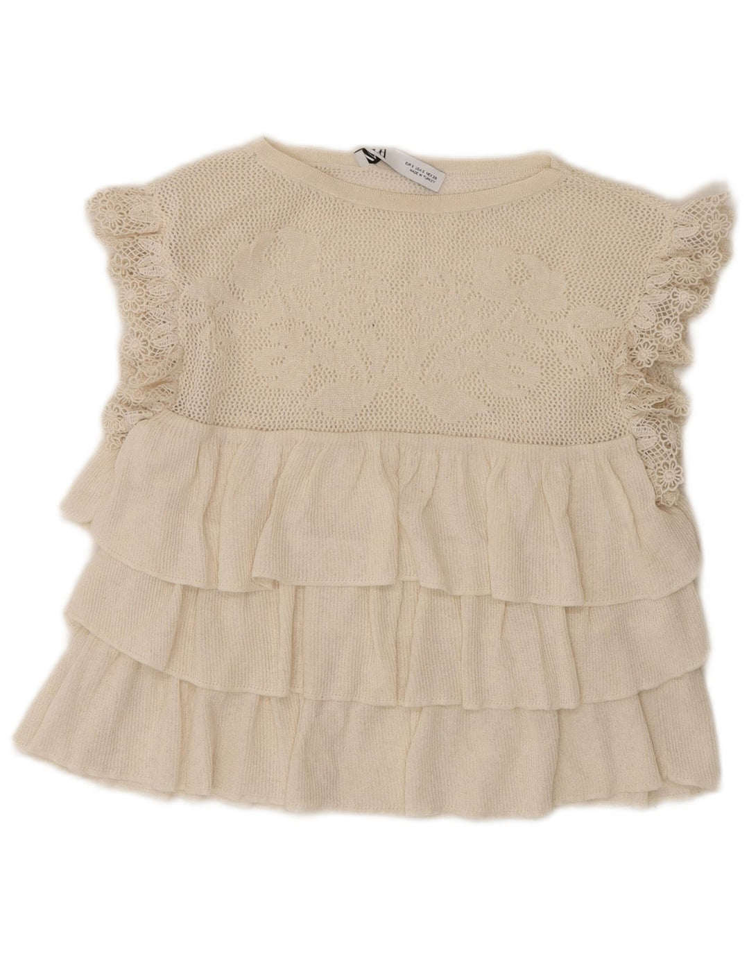 Zara Blusa Corta Sin Mangas para Mujer Top UK 8 Small Off White Poliéster