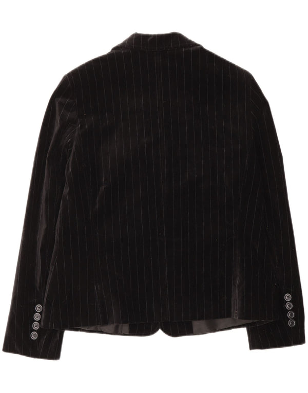 My Own Chaqueta Blazer de Terciopelo con 2 Botones para Mujer IT 44 Medium Black Pinstripe