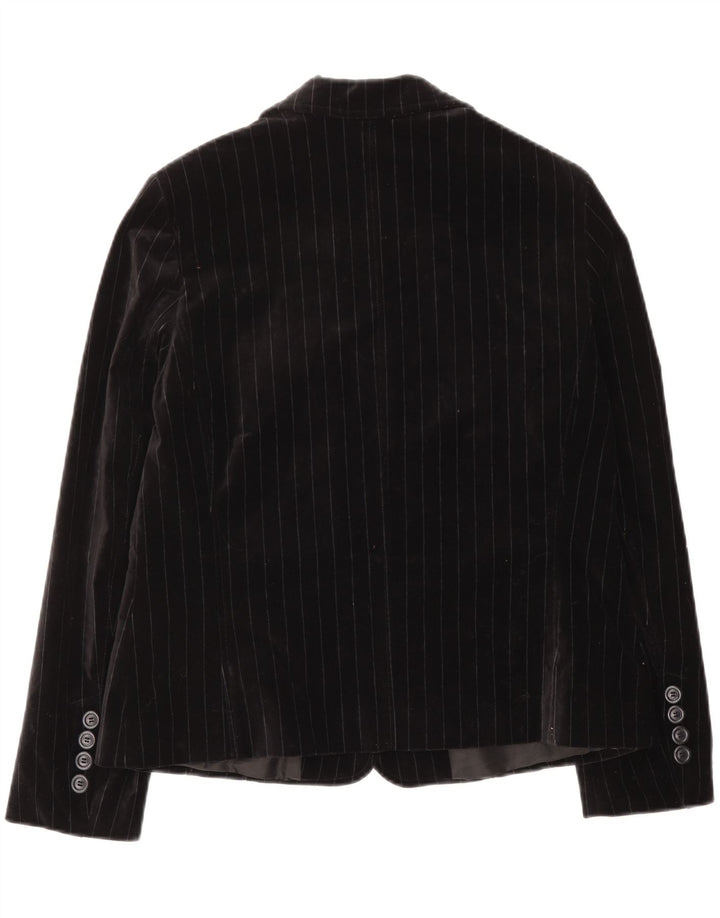 My Own Chaqueta Blazer de Terciopelo con 2 Botones para Mujer IT 44 Medium Black Pinstripe