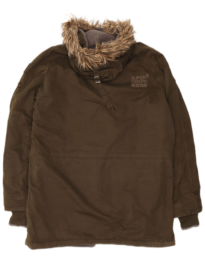 Superdry Parka con capucha para hombre UK 42 XL Poliéster caqui