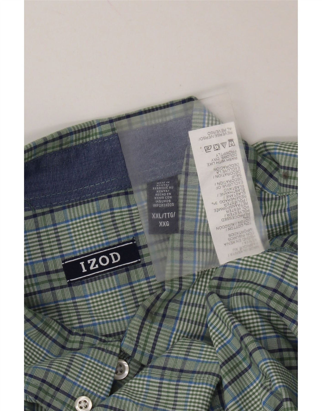 IZOD Camisa de hombre 2XL Algodón a cuadros verdes