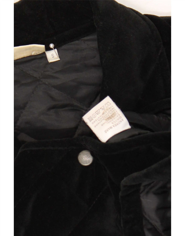 Andrea Mare Chaqueta acolchada extragrande de terciopelo para mujer UK 10 Small Black Cotton
