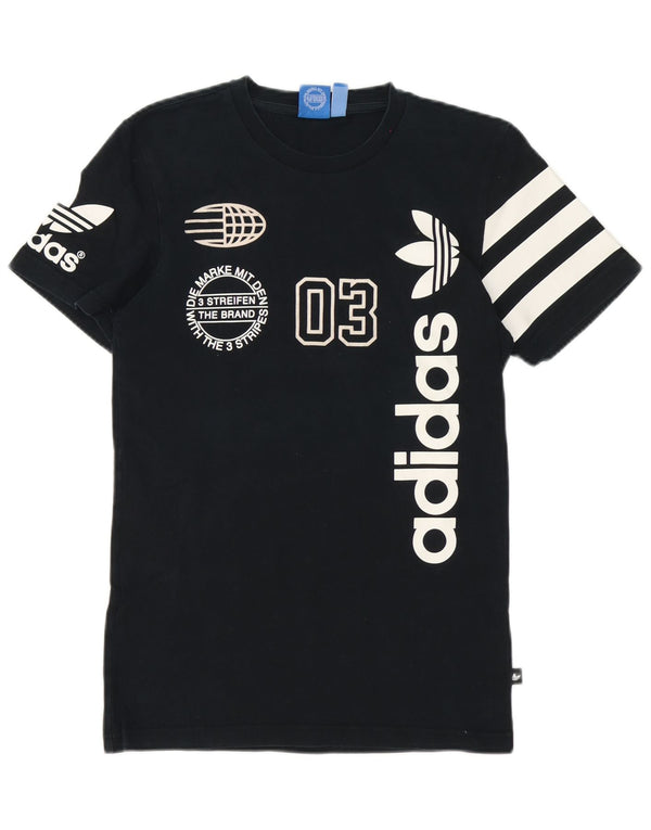 Adidas - Camiseta gráfica para hombre, talla pequeña, algodón negro