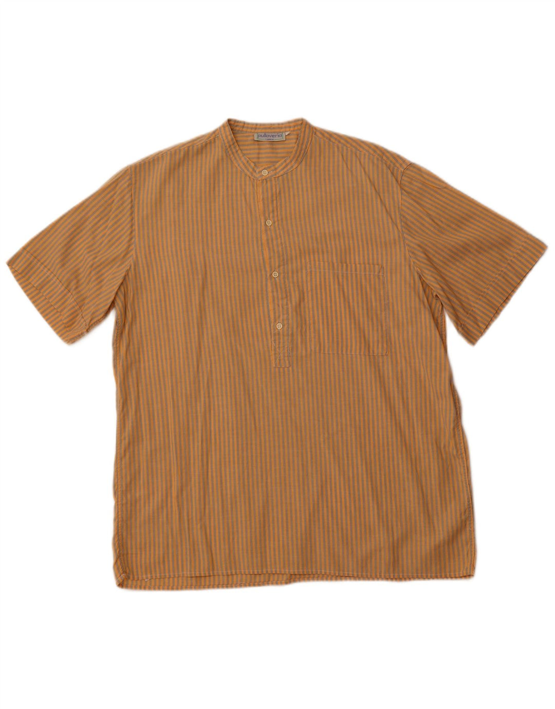 PULLOVERIA Camisa tipo jersey de manga corta para hombre, grande, a rayas naranjas