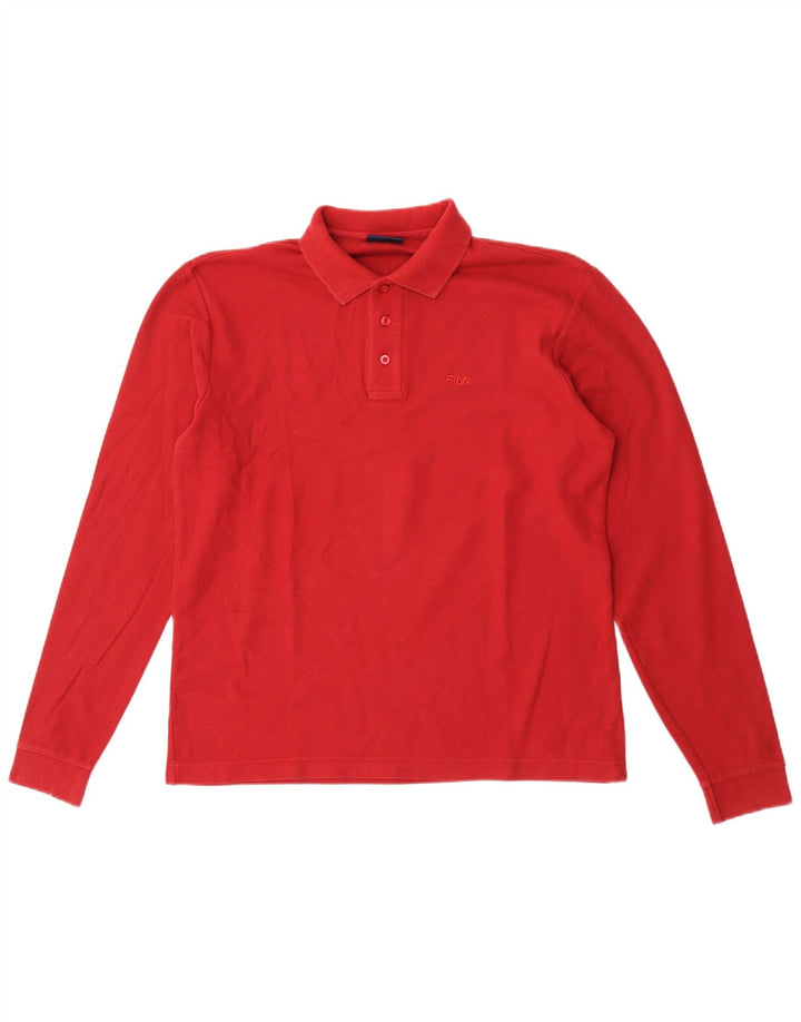Fila Polo De Manga Larga Para Hombre Rojo Mediano