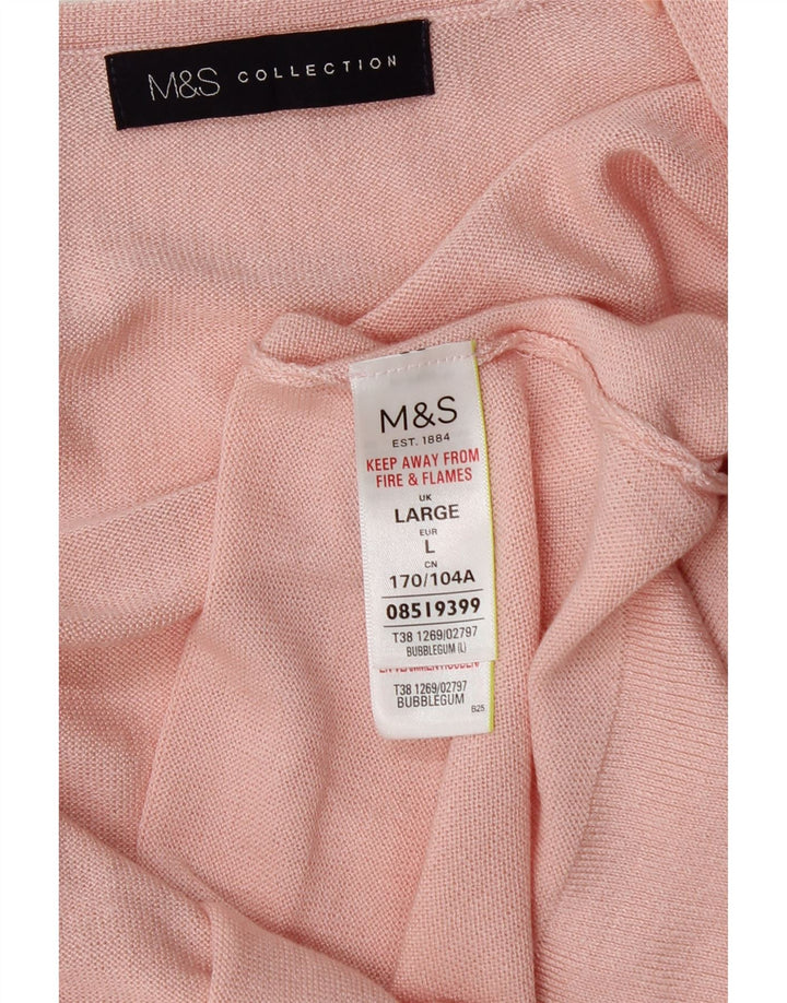 Marks & Spencer Suéter Cárdigan Abierto Largo para Mujer UK 46 Grande Rosa