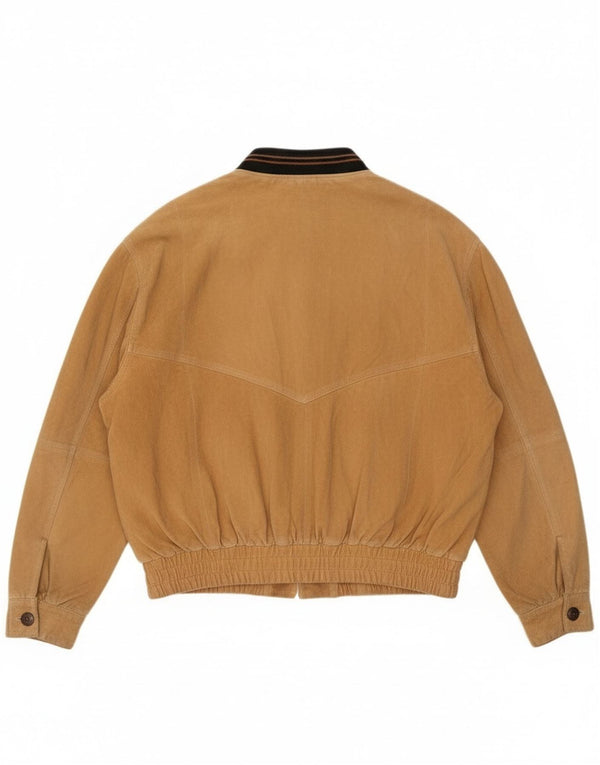 Vintage hombres ante bomber chaqueta Reino Unido 42 XL cuero beige