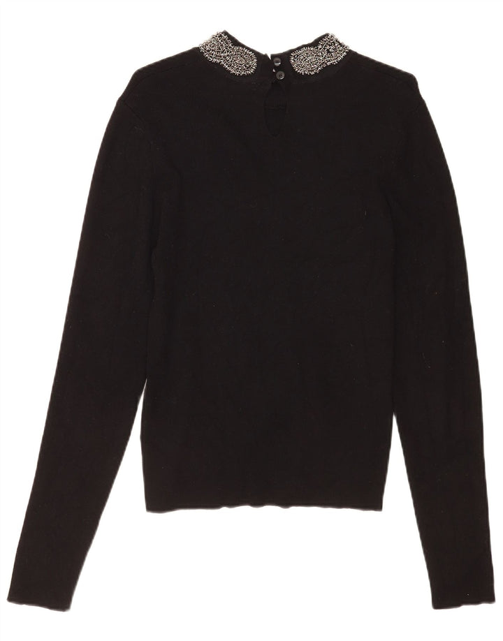 Oasis Mujer Top Manga Larga UK 44 Grande Viscosa Negra