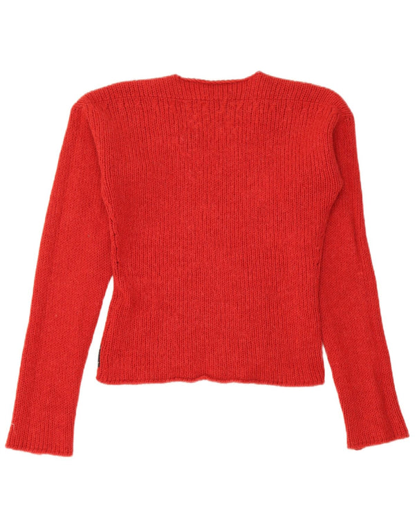 Armani Jeans - Jersey corto con cuello en V para mujer, talla 40, color rojo