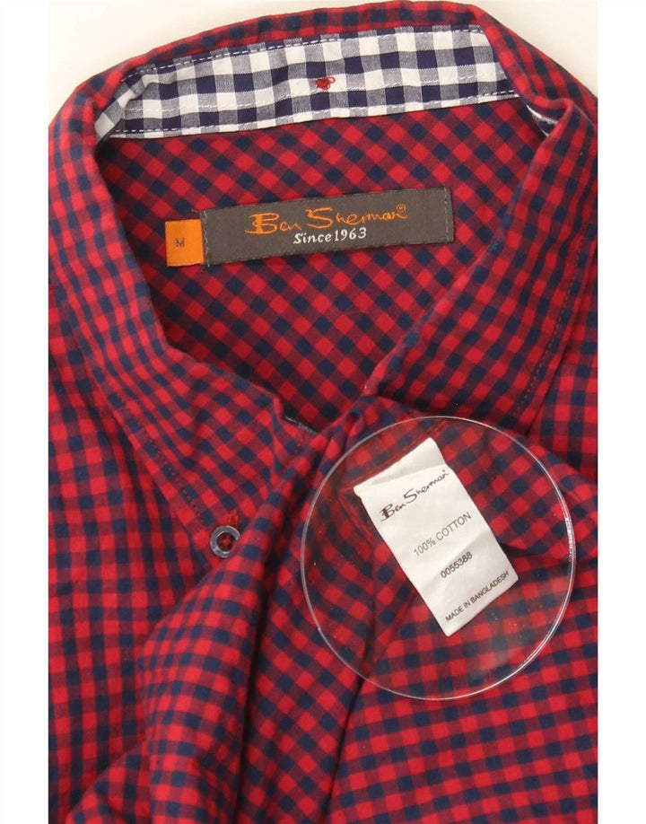 Camisa Ben Sherman para hombre de algodón a cuadros rojo mediano