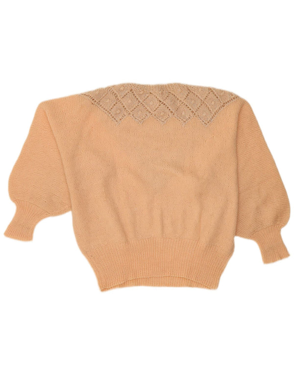 Vintage mujer cuello redondo jersey suéter Reino Unido 18 XL Beige Argyle/Diamond