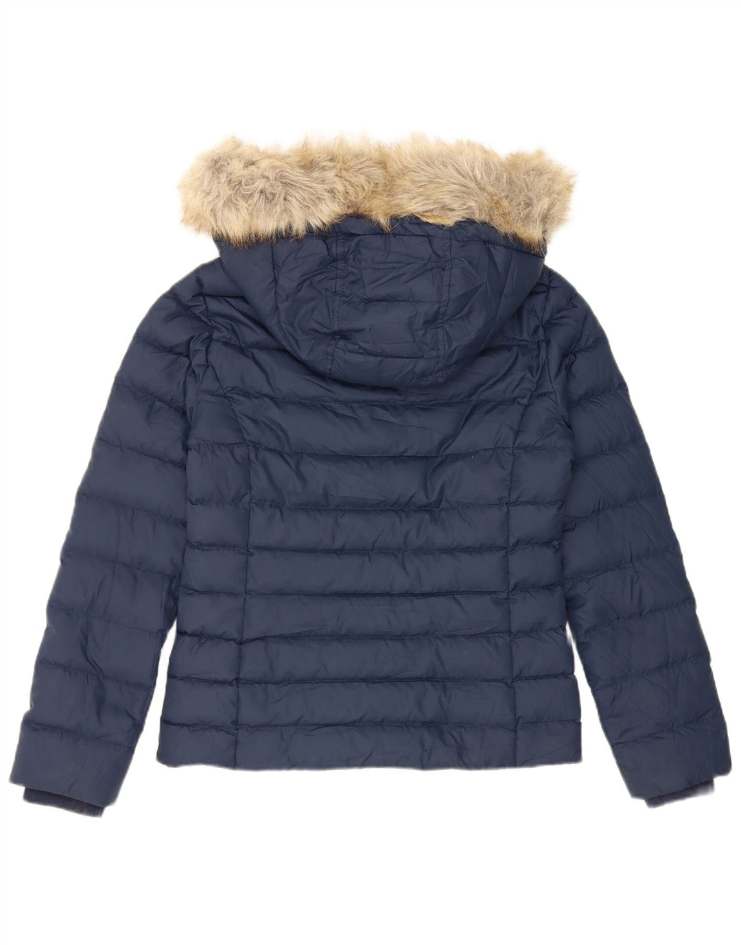 Tommy Hilfiger Chaqueta acolchada con capucha para mujer UK 10 Small Poliéster azul marino