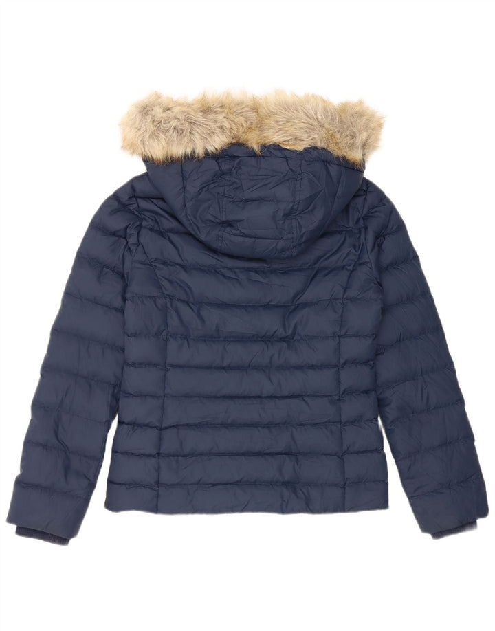 Tommy Hilfiger Chaqueta acolchada con capucha para mujer UK 10 Small Poliéster azul marino