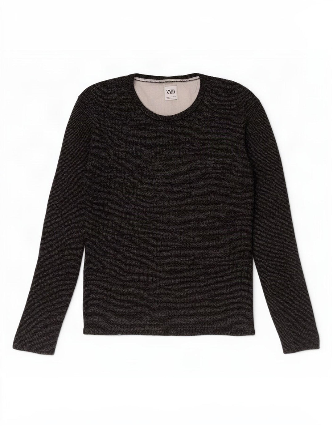 Zara Hombre Top Manga Larga Algodón Azul Marino Medio