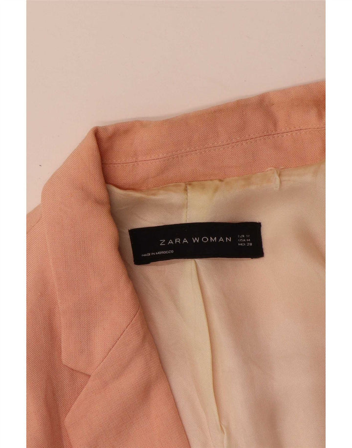 Zara Chaqueta Blazer De 1 Botón para Mujer UK 44 Viscosa Rosa Mediana