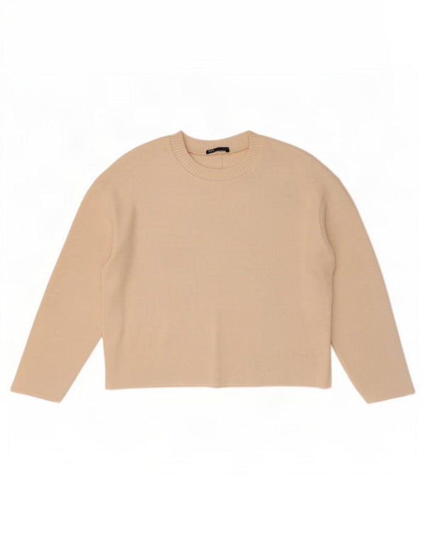 Zara Womens Oversized Boat Neck Jumper Sweater UK 10 Small Off White