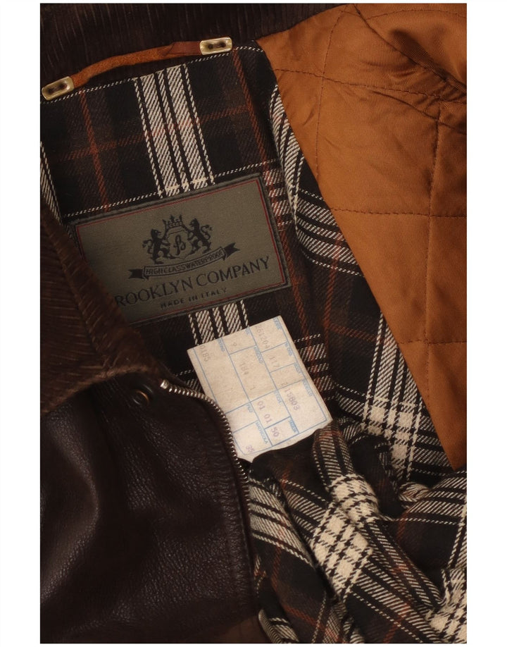 Chaqueta de cuero vintage para hombre IT 50 cuero marrón grande