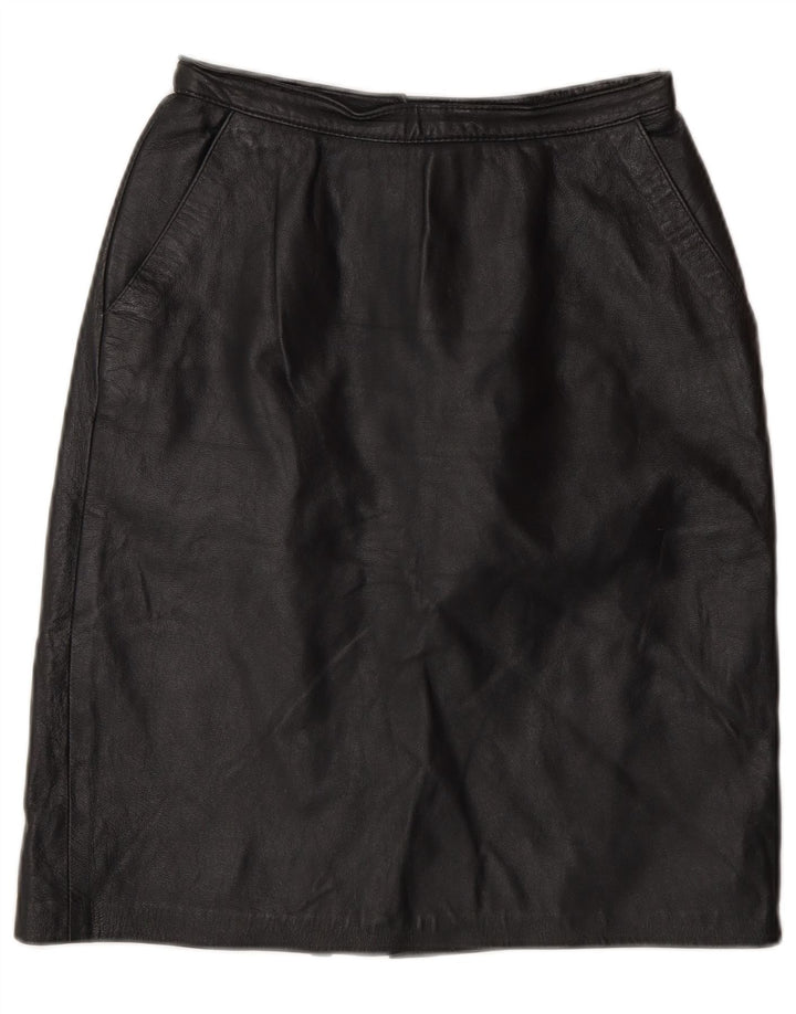VINTAGE Falda de cuero para mujer W24 XS Negro