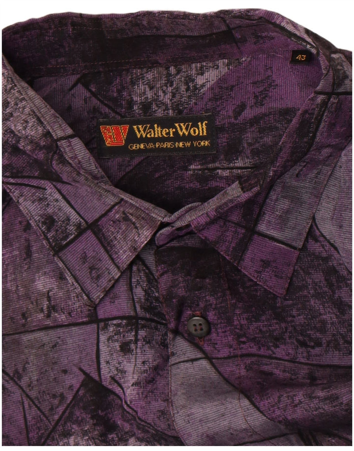 Walter Wolf Camisa para hombre Talla 43 Viscosa geométrica violeta grande