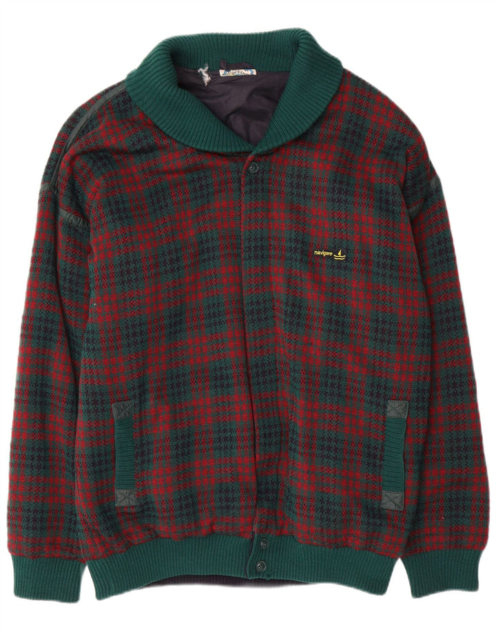 NAVIGARE Suéter tipo cárdigan para hombre XL Cuadros verdes
