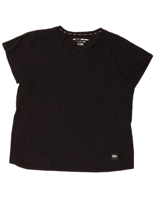 Dkny Camiseta Regular de Manga Corta para Mujer UK 40 XL Algodón Negro