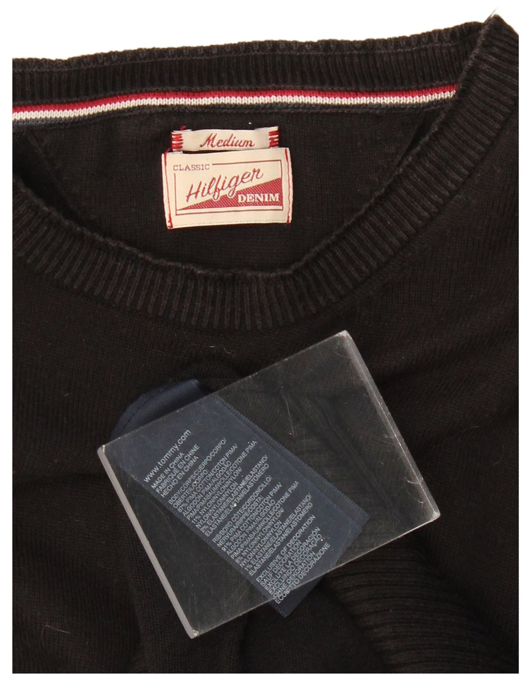 TOMMY HILFIGER Suéter tipo jersey con cuello barco para hombre Algodón negro mediano