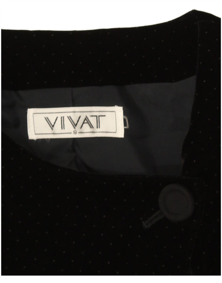 Vintage mujer Bolero chaqueta Reino Unido 14 medio negro manchado