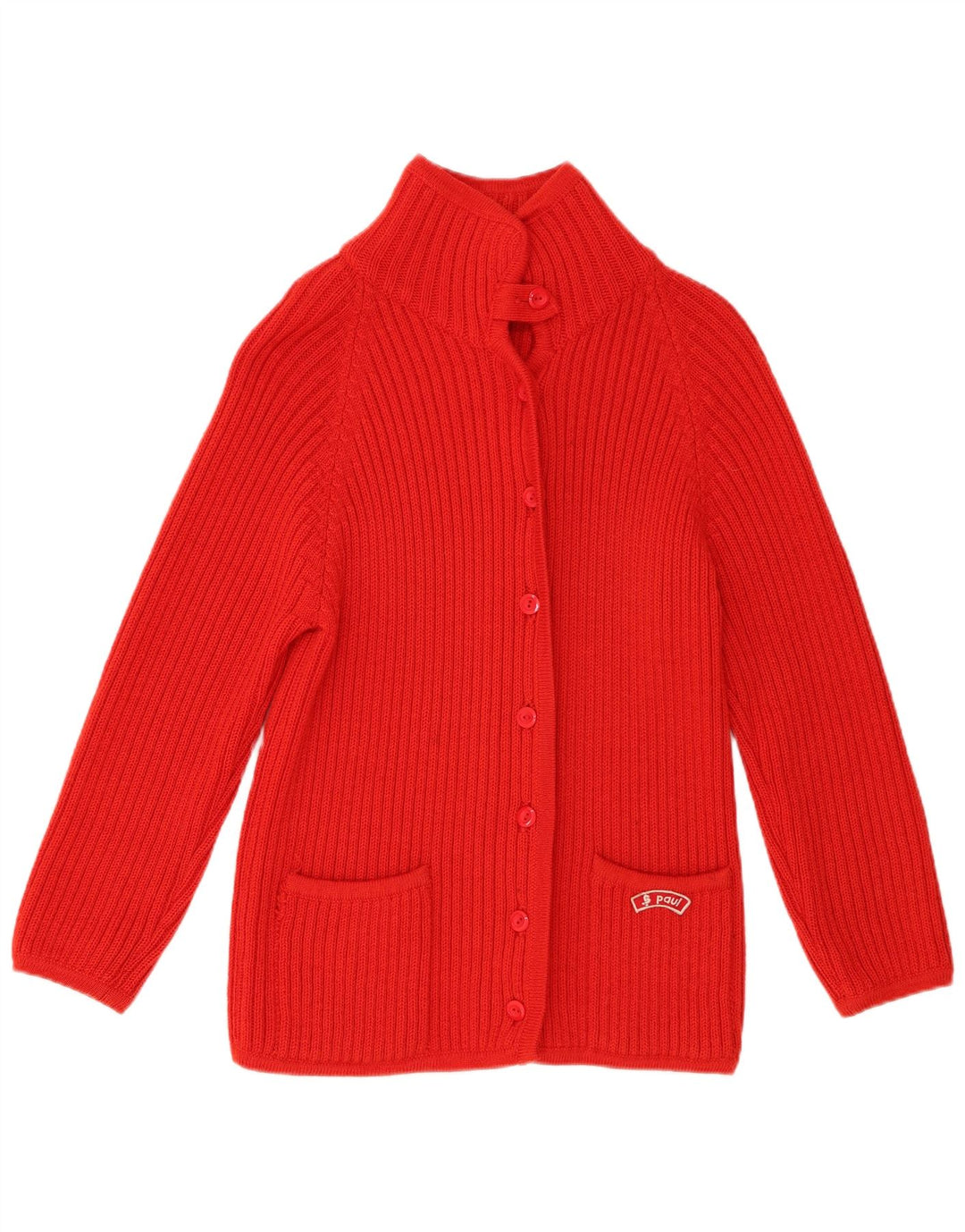 Vintage mujer Cardigan suéter Reino Unido 10 pequeña lana roja
