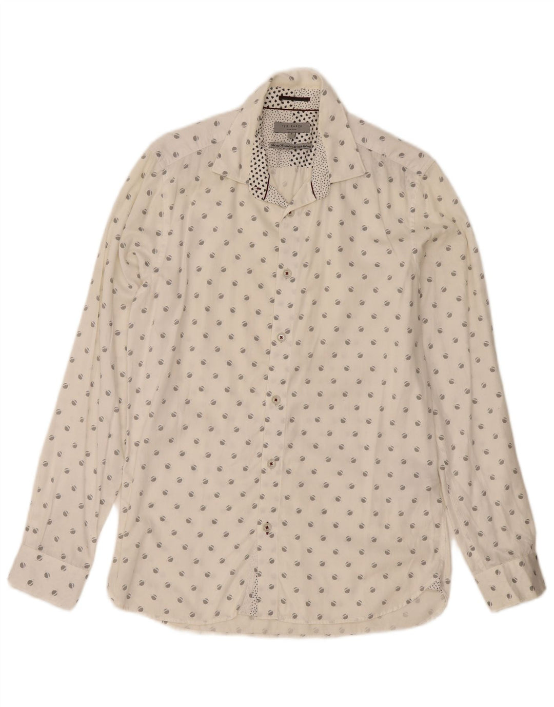 Ted Baker - Camisa con estampado abstracto para hombre, talla 3, algodón blanco mediano