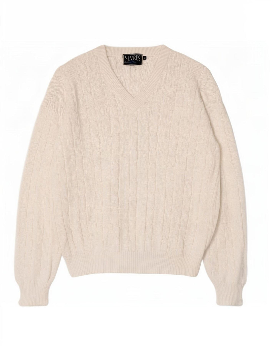 Sevres Jersey con cuello en V para hombre IT 50 Medium White Cotton