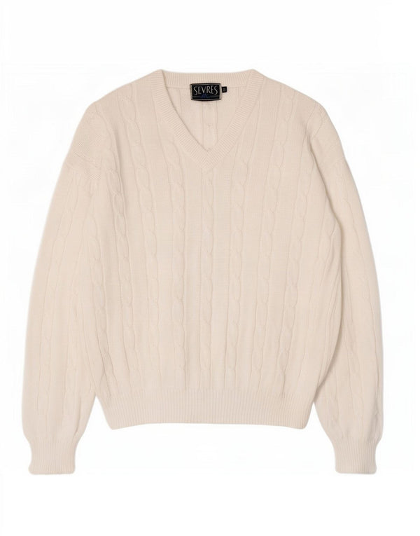 Sevres Jersey con cuello en V para hombre IT 50 Medium White Cotton