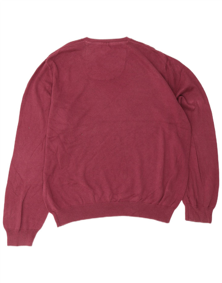 Marks & Spencer Suéter con Cuello en V y Corte Regular para Hombre 2XL Algodón Granate