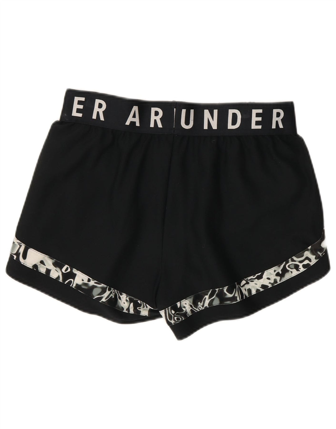 Under Armour Pantalones cortos deportivos con estampado abstracto para mujer, talla 40, talla M, color negro